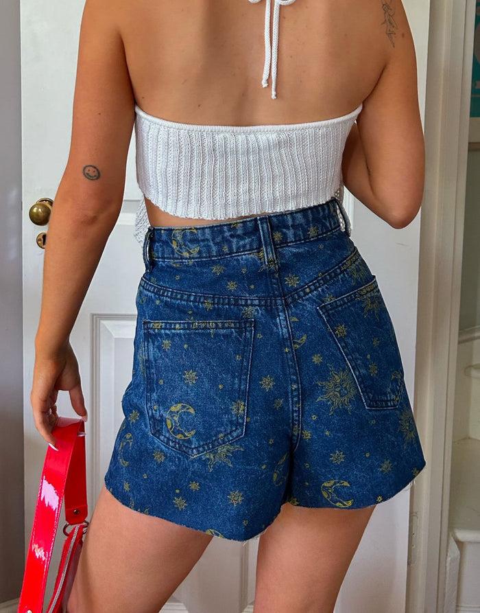 Daisy Street Daisy Street X Chloe Davie Printed Denim Shorts