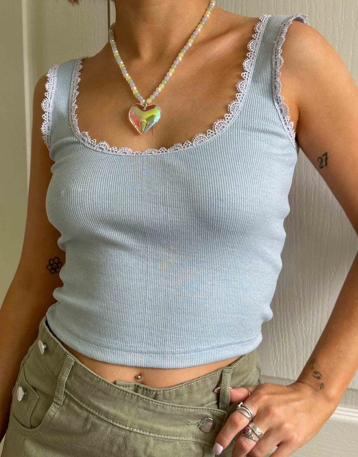 Daisy Street Daisy Street X Chloe Davie Ribbed Vest Top With Lace Trim