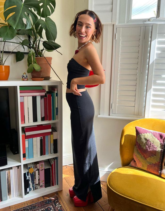 Daisy Street Daisy Street X Chloe Davie Slinky Low Rise Maxi Skirt In Charcoal Co-Ord