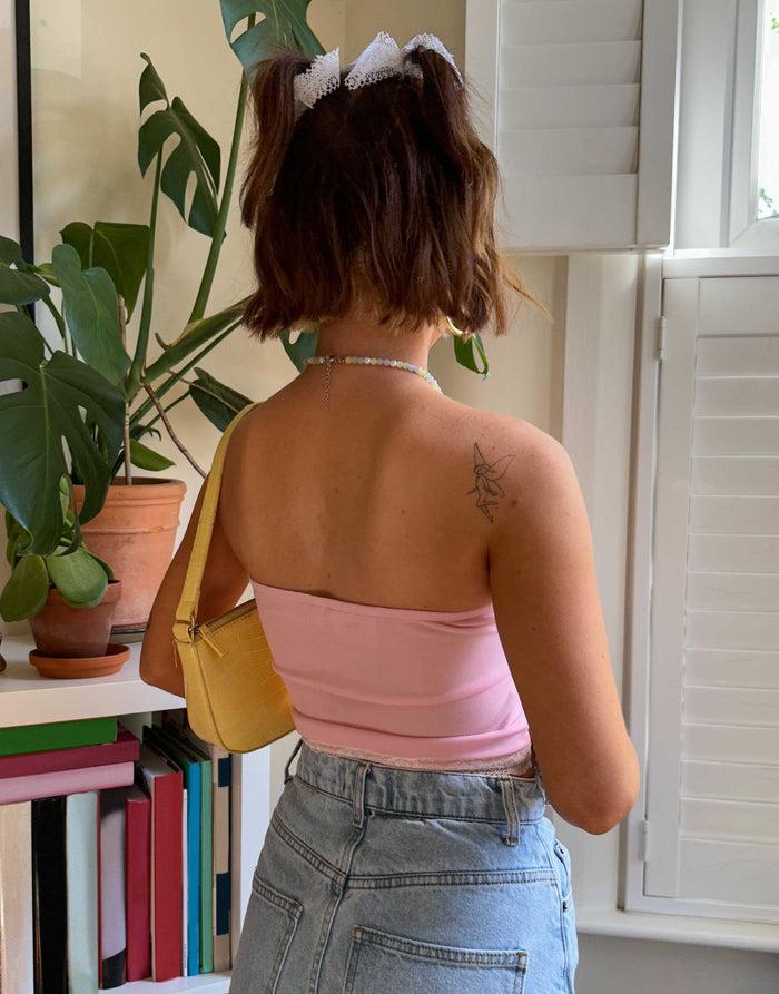 Daisy Street Daisy Street X Chloe Davie Y2K Mesh Boobtube With Lace Tie Front