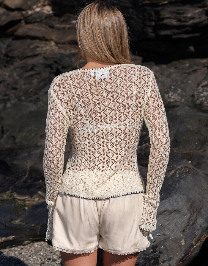 Daisy Street Daisy Street X Molly Mcfarlane Button Up Cardigan In Ecru