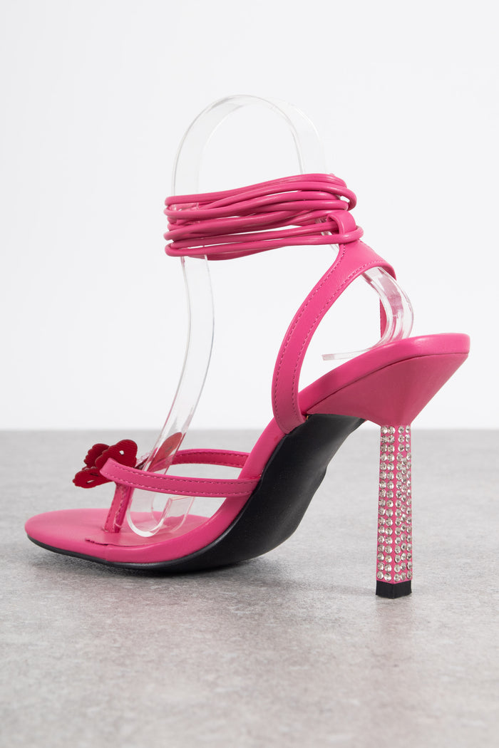 Daisy Street Tammy Girl Embellished Butterfly Heeled Sandals In Pink