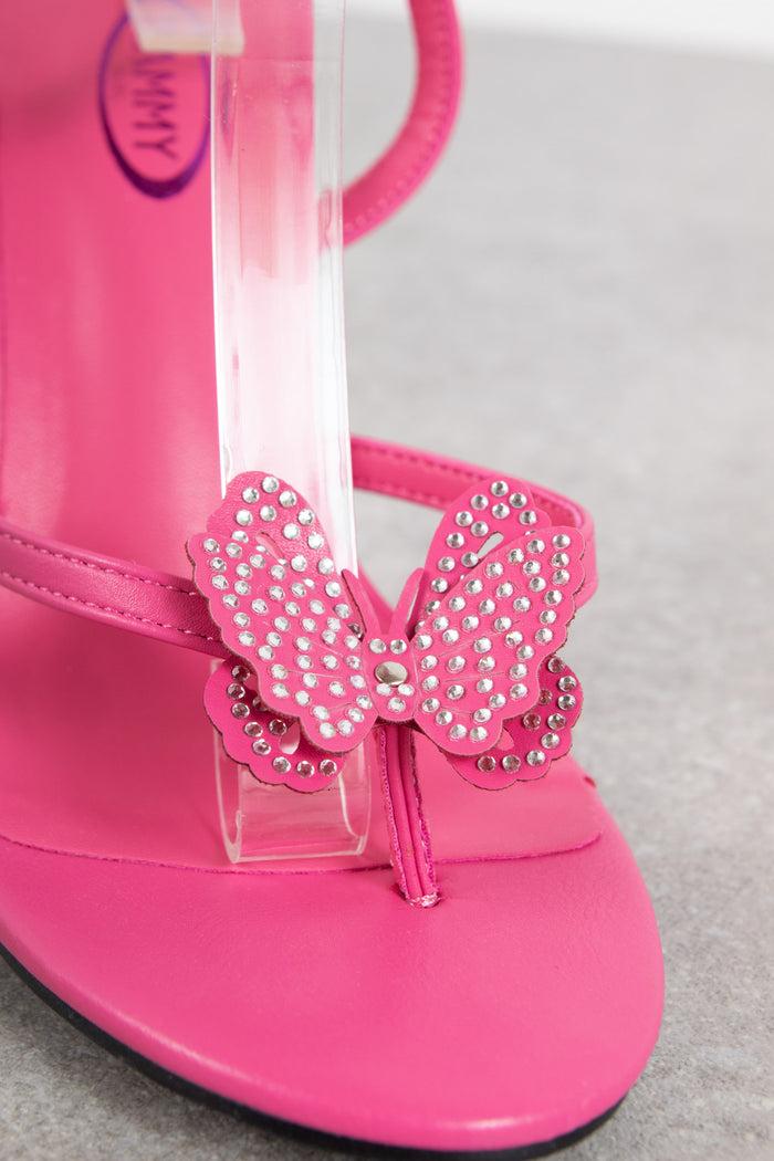 Daisy Street Tammy Girl Embellished Butterfly Heeled Sandals In Pink