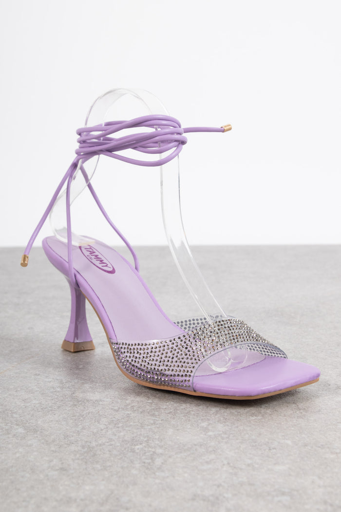 Daisy Street Tammy Girl Embellished Mid Heeled Sandals In Lilac