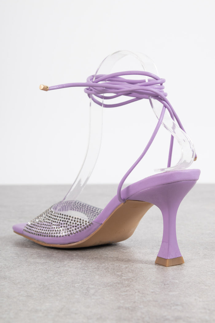 Daisy Street Tammy Girl Embellished Mid Heeled Sandals In Lilac