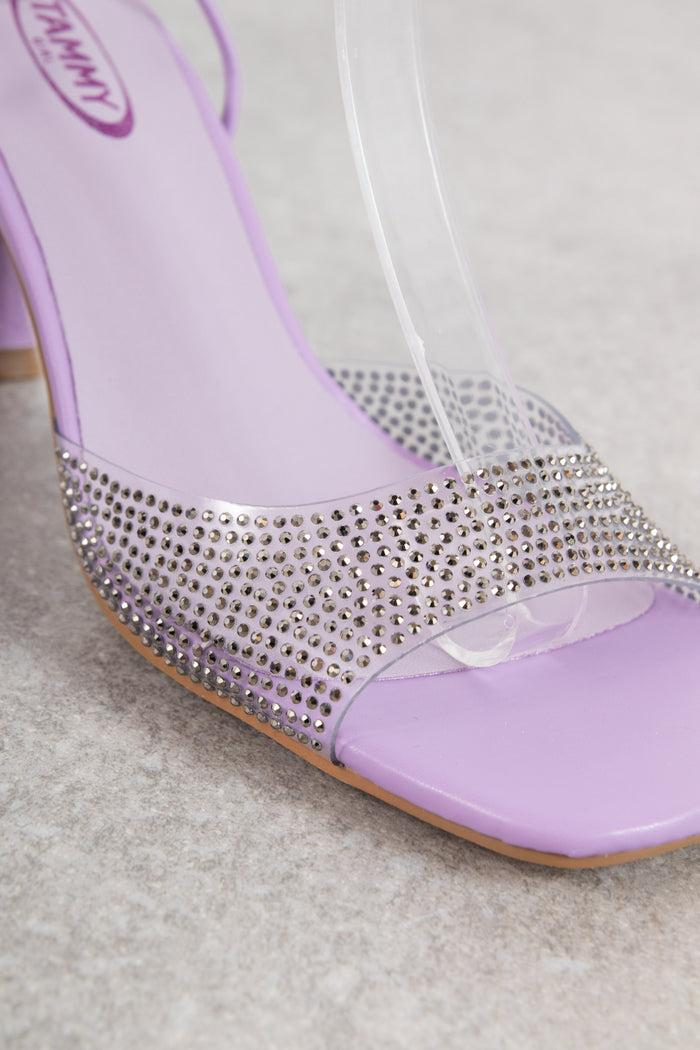 Daisy Street Tammy Girl Embellished Mid Heeled Sandals In Lilac