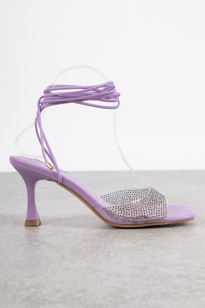 daisy street Tammy Girl Embellished Mid Heeled Sandals in Lilac