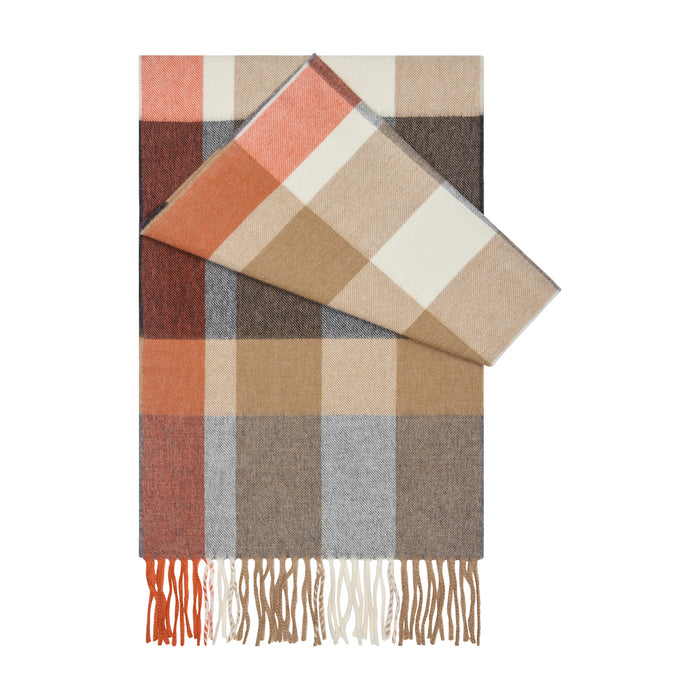 Daks London ANNIVERSARY CHECK SCARF – BROWN