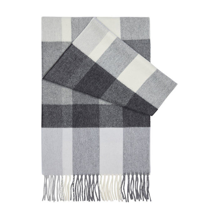 Daks London ANNIVERSARY CHECK SCARF – GREY