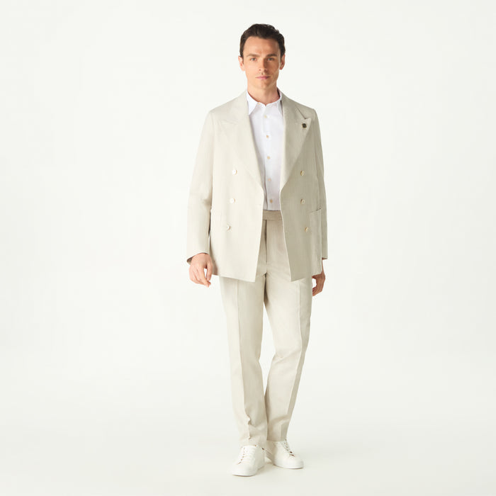 daks london BEIGE SEERSUCKER DOUBLE BREASTED SUIT