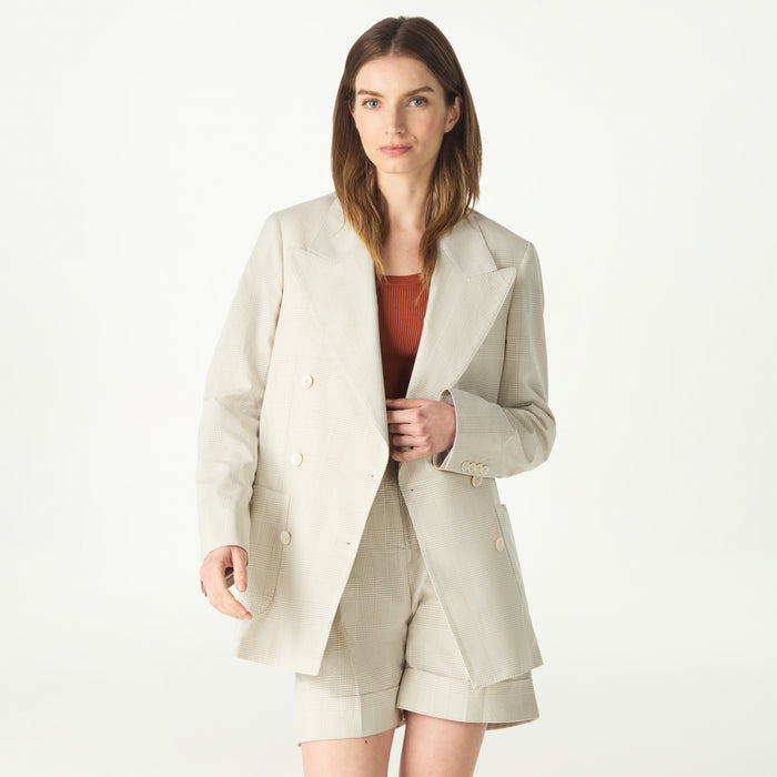 daks london DOUBLE BREASTED SEERSUCKER BLAZER