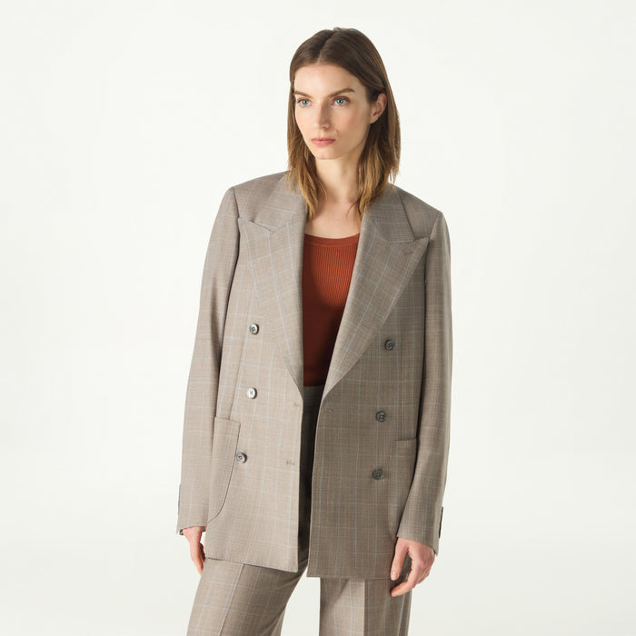 daks london DOUBLE BREASTED WINDOWPANE BLAZER
