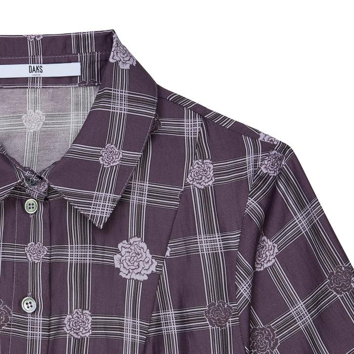 Daks London GRAPHIC FLORAL GATHERED SHIRT DRESS