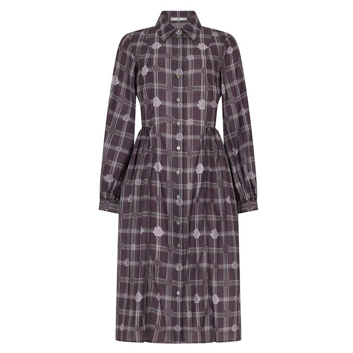 daks london GRAPHIC FLORAL GATHERED SHIRT DRESS