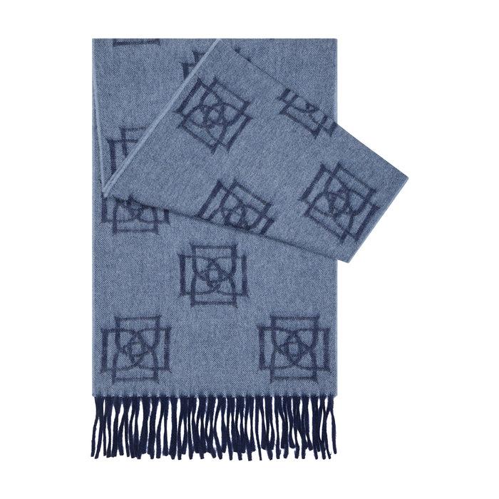 Daks London INTERLOCKING D SCARF – BLUE