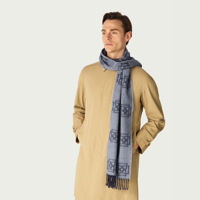 daks london INTERLOCKING D SCARF – BLUE
