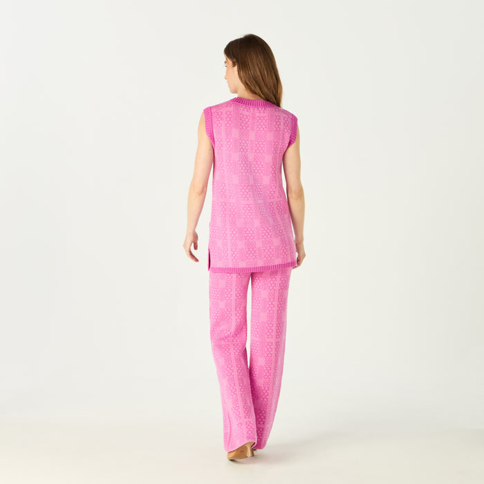 Daks London KNITTED GEO CHECK VEST COORD