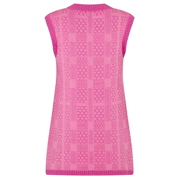 Daks London KNITTED GEO CHECK VEST COORD