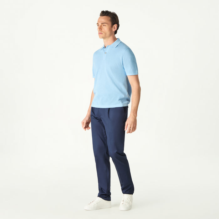 daks london PLEATED FRONT CLASSIC CHINO - NAVY