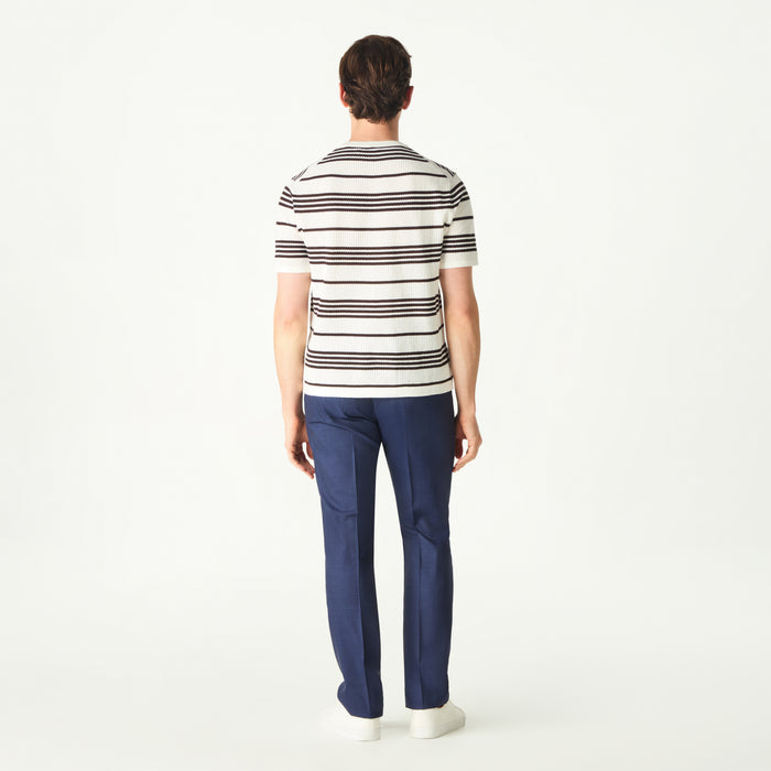 Daks London PLEATED FRONT LINEN TROUSER - NAVY