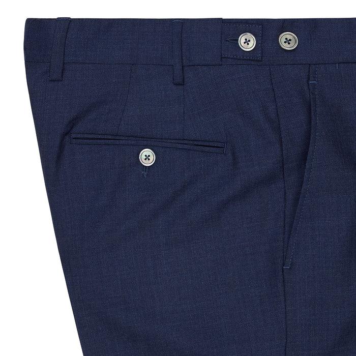Daks London PLEATED FRONT LINEN TROUSER - NAVY