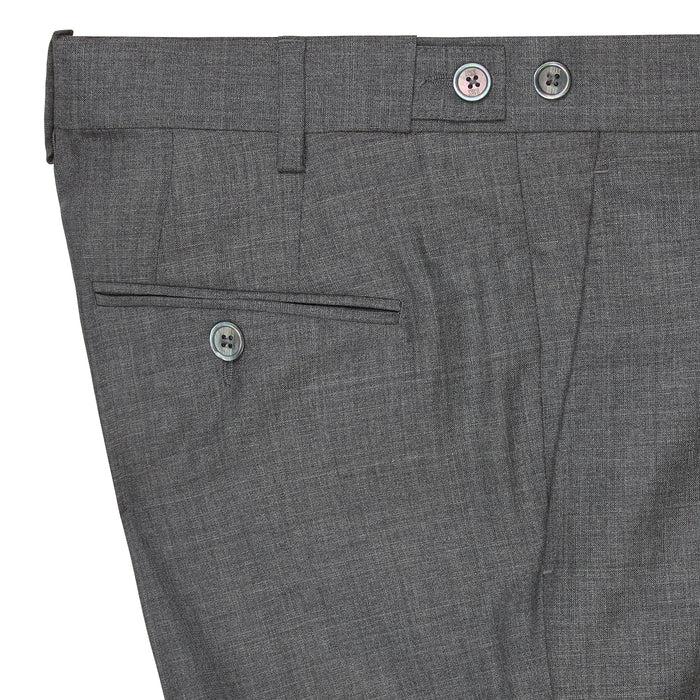Daks London PLEATED FRONT WOOL TROUSER - GREY