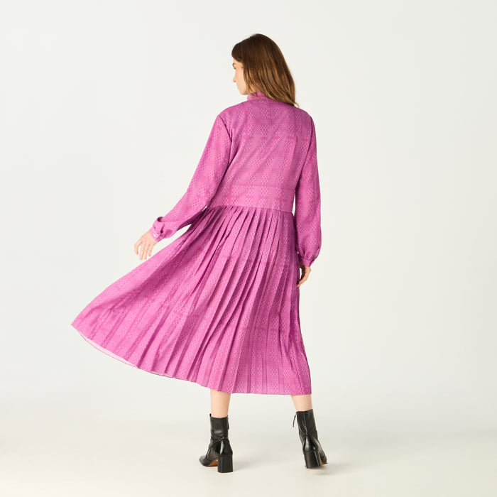 Daks London PLEATED GEO CHECK DRESS