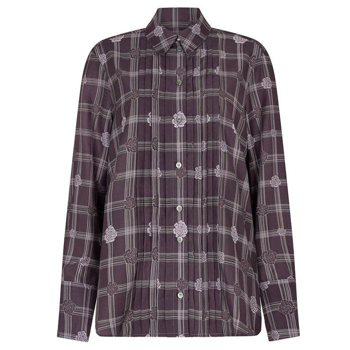 Daks London PLEATED PRINTED GRAPHIC FLORAL SHIRT