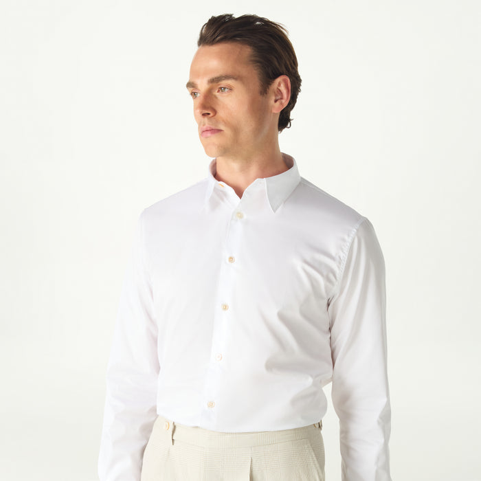 daks london POINTED COLLAR SHIRT - WHITE