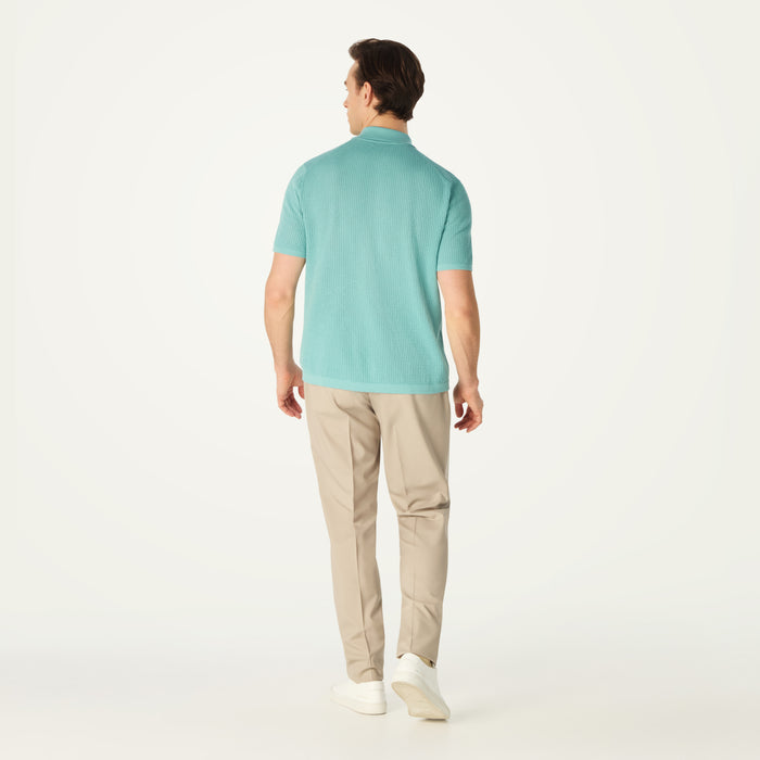 Daks London POINTELLE KNITTED POLO - AQUA