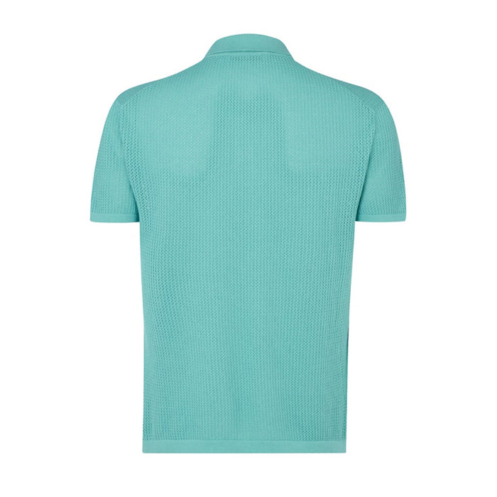 Daks London POINTELLE KNITTED POLO - AQUA