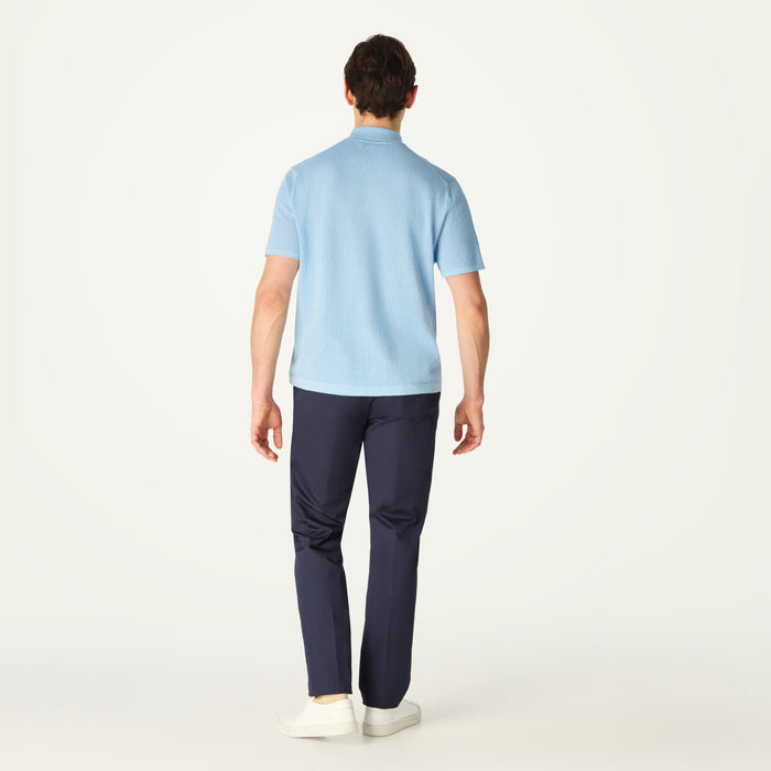 Daks London POINTELLE KNITTED POLO - LIGHT BLUE