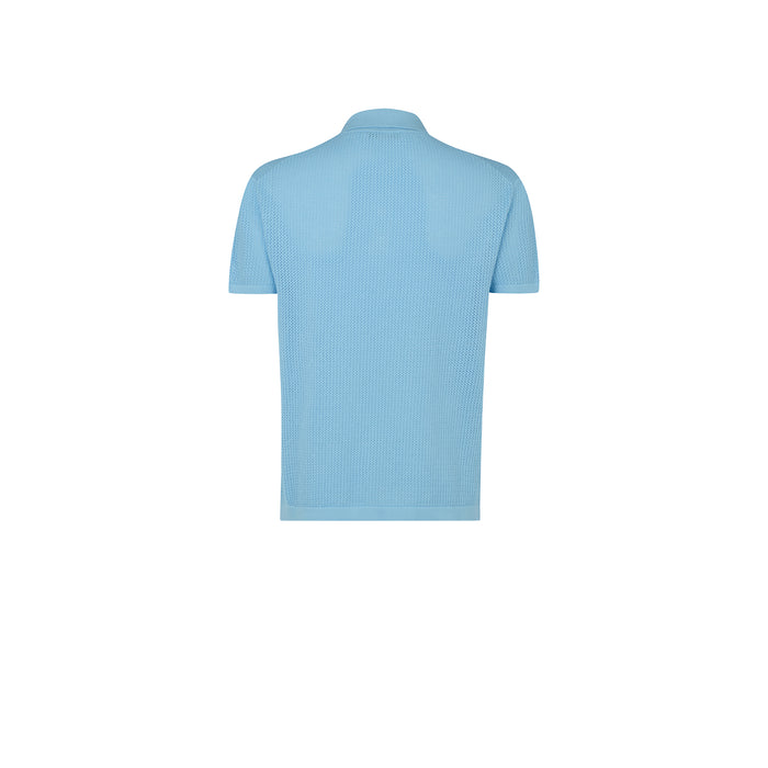 Daks London POINTELLE KNITTED POLO - LIGHT BLUE