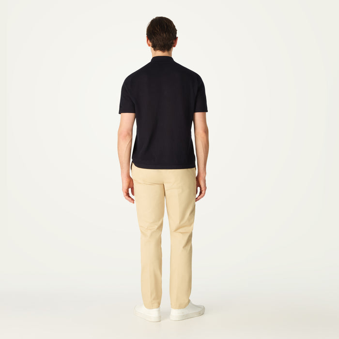 Daks London POINTELLE KNITTED POLO - NAVY