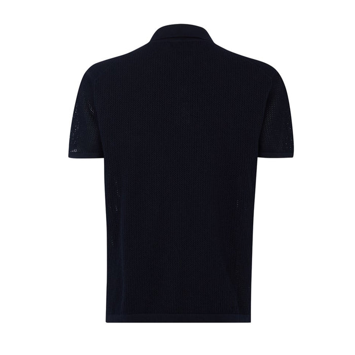 Daks London POINTELLE KNITTED POLO - NAVY