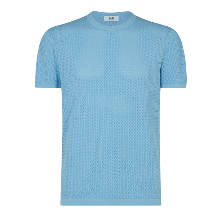 Daks London POINTELLE KNITTED T-SHIRT - BLUE