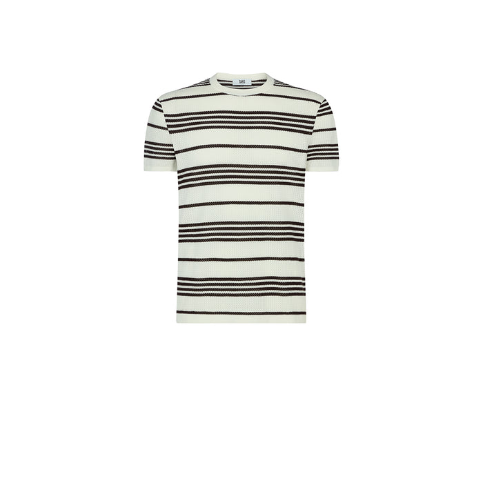 Daks London POINTELLE KNITTED T-SHIRT- STRIPE