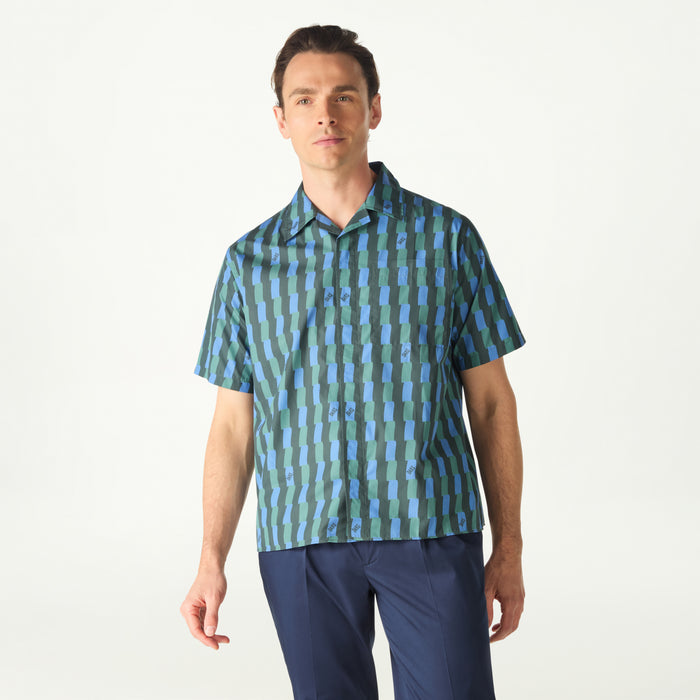 daks london RIBBON PRINT SHORT SLEEVE SHIRT