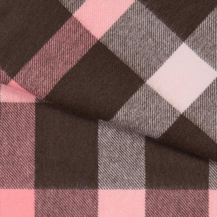 Daks London SEASONAL CHECK SCARF – PINK & BROWN