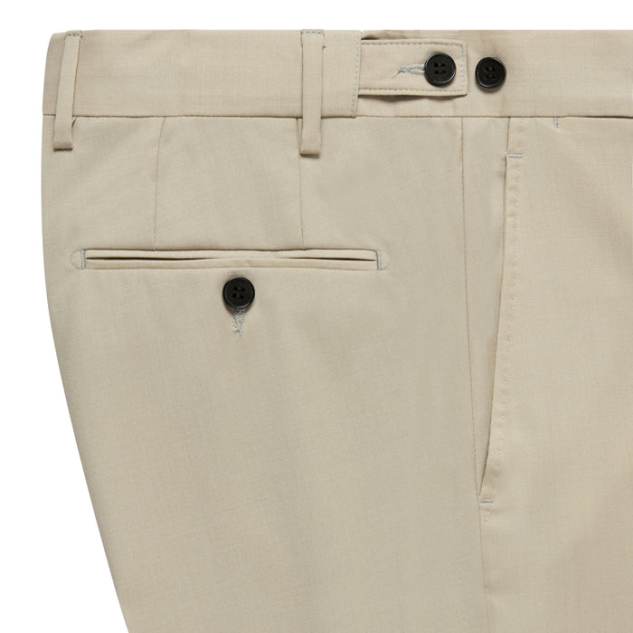 Daks London TINKER FLAT FRONT TROUSERS - BEIGE