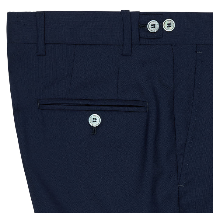 Daks London TINKER FLAT FRONT WOOL TROUSER - NAVY