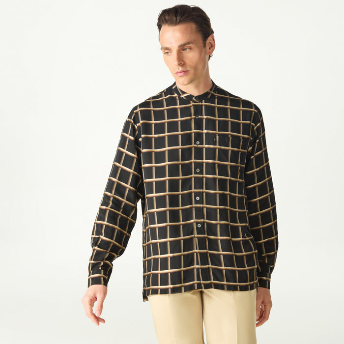 daks london WINDOWPANE CHECK SHIRT