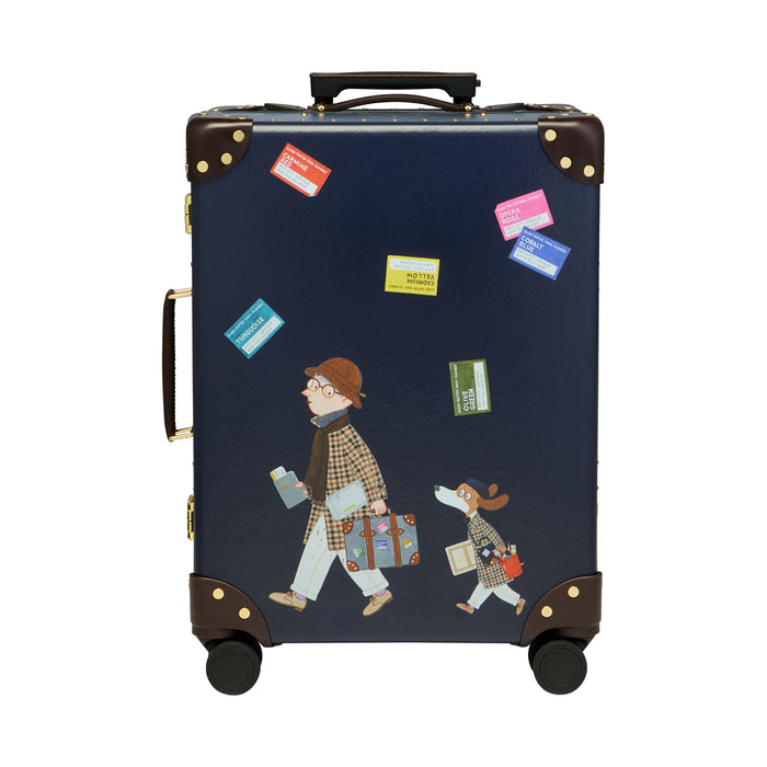 daks london DAKS X GLOBE TROTTER X MR SLOWBOY COLLABORATION 4 WHEEL CARRY-ON CASE - NAVY