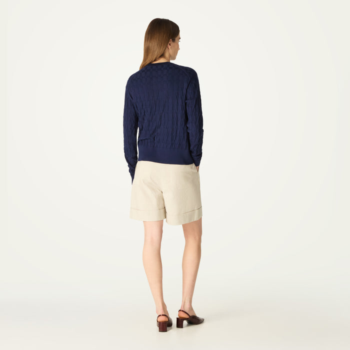 Daks London DAKS X JOHN SMEDLEY HOUSE CHECK CARDIGAN - NAVY