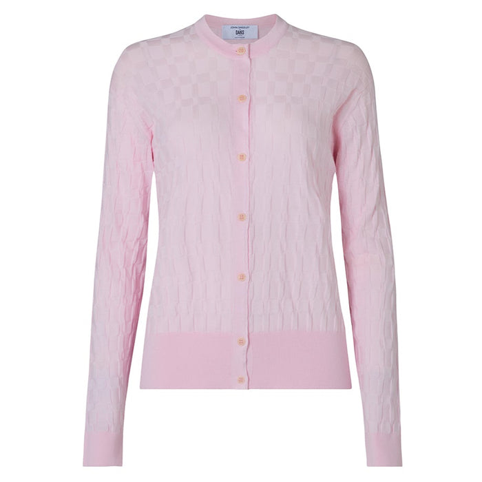 Daks London DAKS X JOHN SMEDLEY HOUSE CHECK CARDIGAN - SOFT PINK