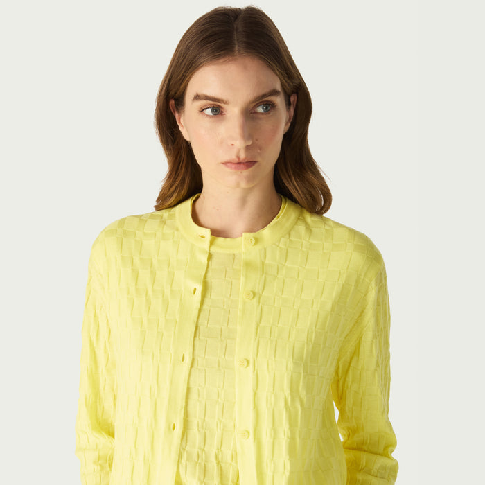 Daks London DAKS X JOHN SMEDLEY HOUSE CHECK CARDIGAN - YELLOW