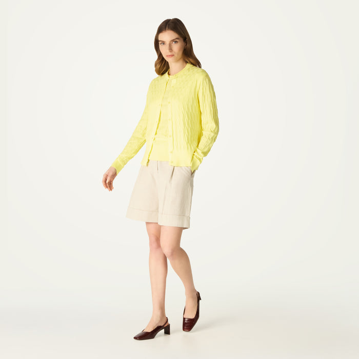 daks london DAKS X JOHN SMEDLEY HOUSE CHECK CARDIGAN - YELLOW