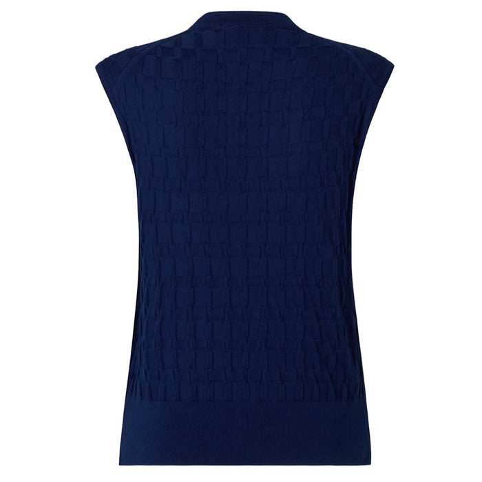 Daks London DAKS X JOHN SMEDLEY HOUSE CHECK SLEEVELESS TOP - NAVY
