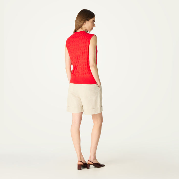 Daks London DAKS X JOHN SMEDLEY HOUSE CHECK SLEEVELESS TOP - RED
