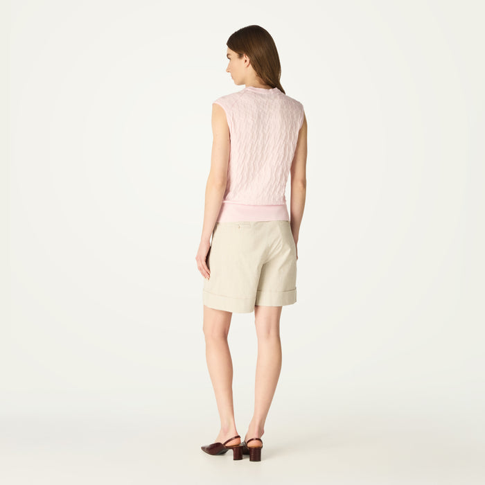 Daks London DAKS X JOHN SMEDLEY HOUSE CHECK SLEEVELESS TOP - SOFT PINK